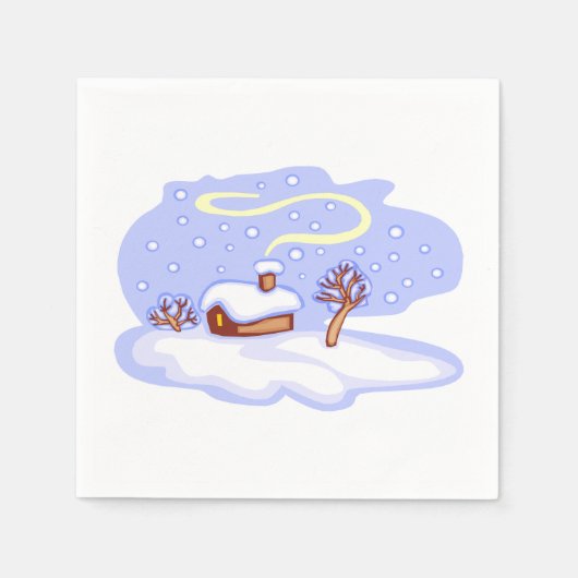 Serviette En Papier Papier de scène d'hiver serviettes (Devant)