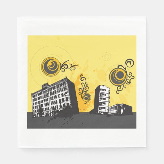 Serviette En Papier Papier de scène urbain serviettes (Devant)