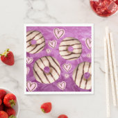 Serviette En Papier Papier de serviettes couleur violet rayé beignets (En situation)