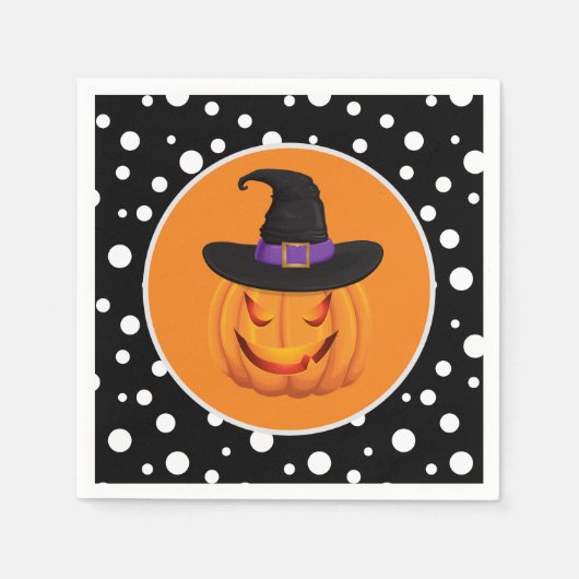 Serviette En Papier Papier de sorcière Citrouille d'Halloween (Devant)