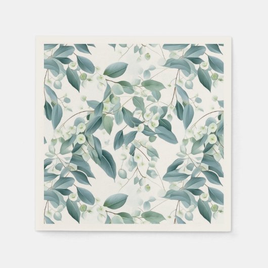 Serviette En Papier Papier de style Aquarelle vert Eucalyptus de Sage  (Devant)
