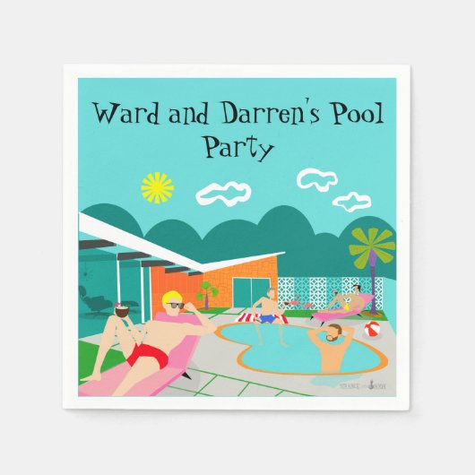 Serviette En Papier Papier de table Retro Gay Pool (Devant)