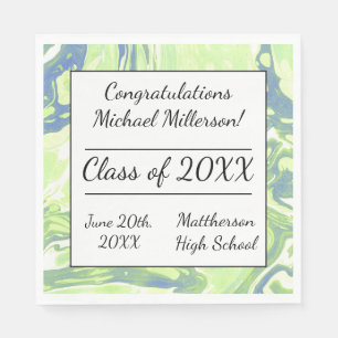 Serviette En Papier Papier de teinture à carreaux bleu et vert marbré