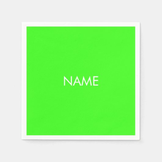 Serviette En Papier Papier de texte vert néon moderne (Devant)