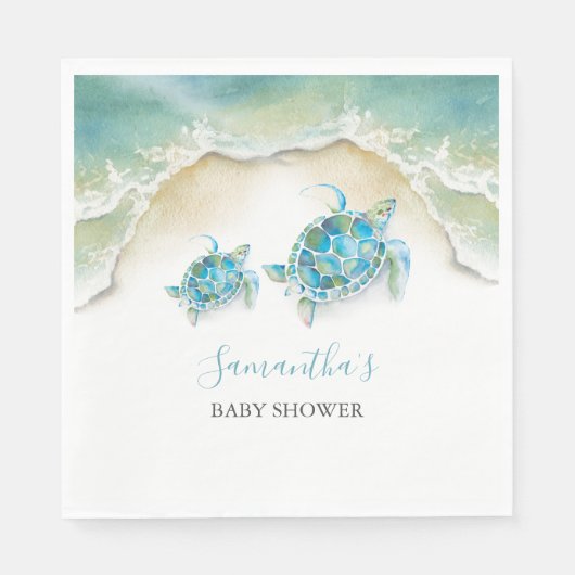 Serviette En Papier Papier de tortue marine des vagues océaniques (Devant)