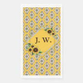 Serviette En Papier Papier de tournesol monogramme Napkin (Devant)