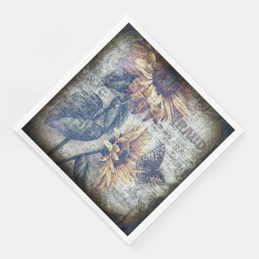 Serviette En Papier Papier de tournesol rustique découpage du journal (Coin)