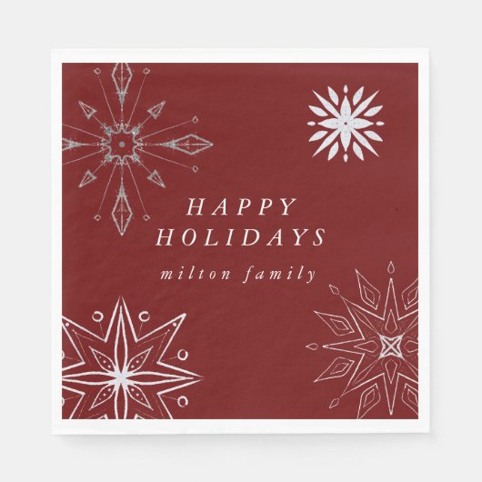 Serviette En Papier Papier de vacances Silver Snowflake Naples (Devant)
