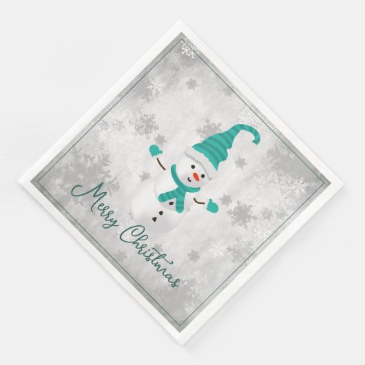 Serviette En Papier Papier de vacances turquoise Snowman Napkin (Coin)