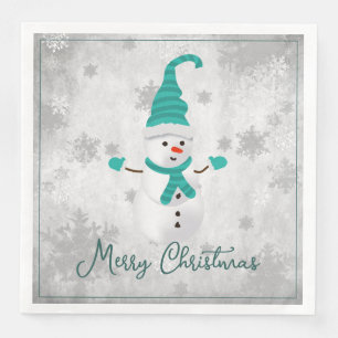 Serviette En Papier Papier de vacances turquoise Snowman Napkin
