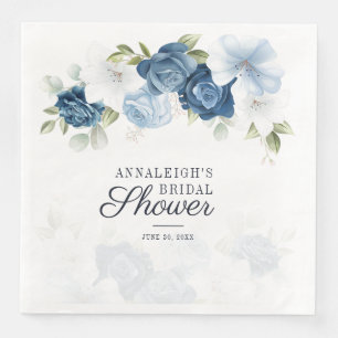Serviette En Papier Papier de verdure de douche de mariage floral bleu