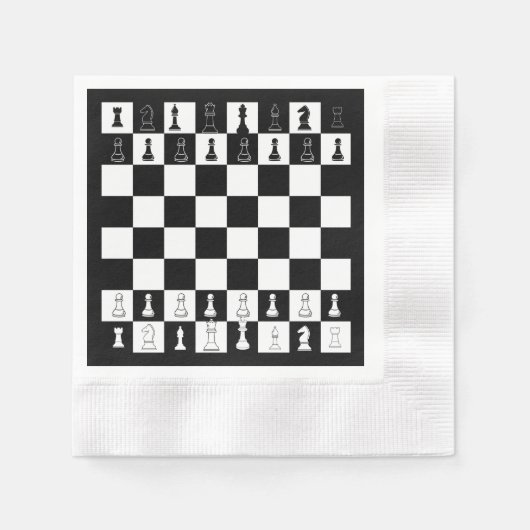 Serviette En Papier Papier d'échecs - Élégant échiquier Des (Devant)