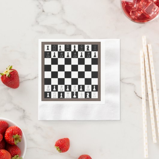 Serviette En Papier Papier d'échecs - Élégant échiquier Des (En situation)