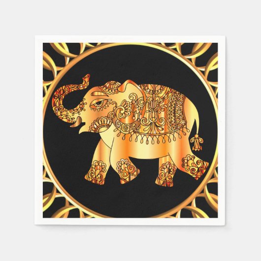 Serviette En Papier Papier d'éléphant d'or (Devant)
