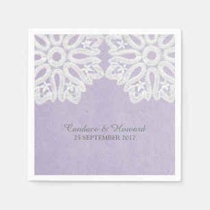 Serviette En Papier Papier dentelle violet élégant