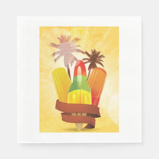 Serviette En Papier Papier d'été tropical serviettes (Devant)