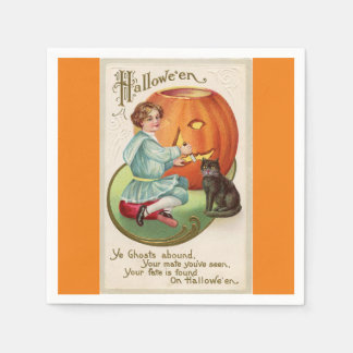 Serviette En Papier Papier d'Halloween Citrouille de sculpture de garç