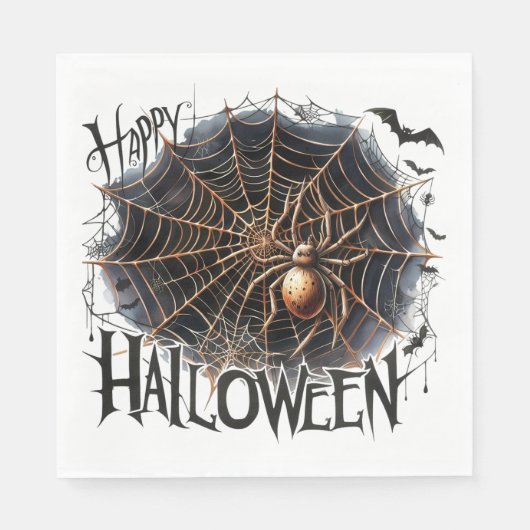 Serviette En Papier Papier d'Halloween déplaisant Spider Web Napkin (Devant)