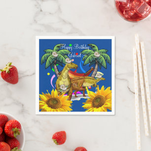 Serviette En Papier Papier Dinosaure Floral Tournesol
