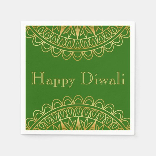 Serviette En Papier Papier Diwali Napkin en Fuschia & Gold Mandala (Devant)