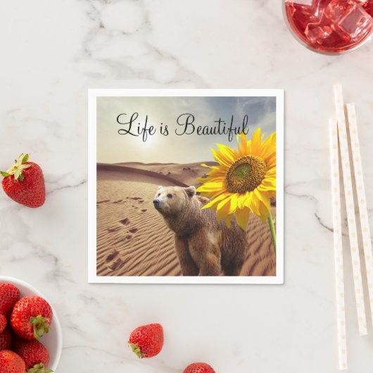 Serviette En Papier Papier d'ours floral de tournesol (En situation)