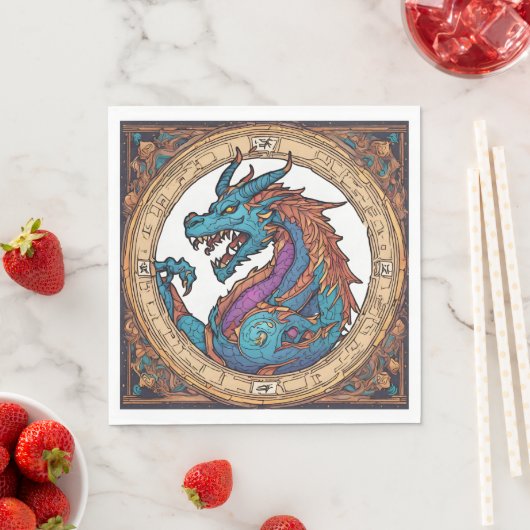 Serviette En Papier Papier Dragon Napkin (En situation)