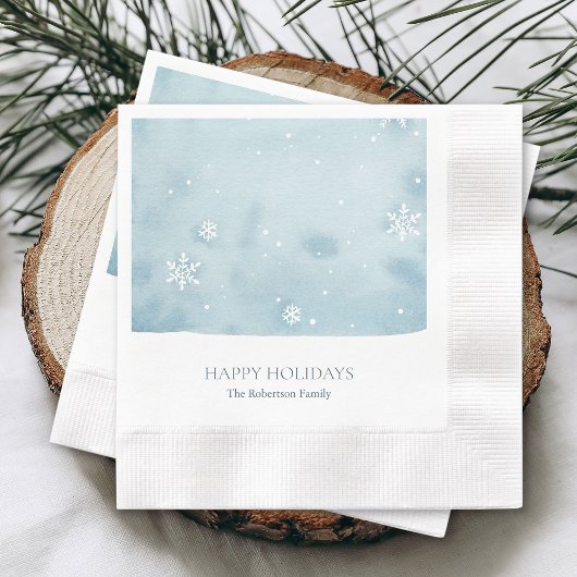Serviette En Papier Papier Dusty Blue Snowflake Napkin