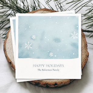 Serviette En Papier Papier Dusty Blue Snowflake Napkin
