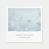 Serviette En Papier Papier Dusty Blue Snowflake Napkin (Devant)