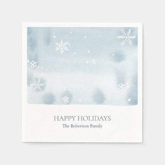 Serviette En Papier Papier Dusty Blue Snowflake Napkin (Devant)