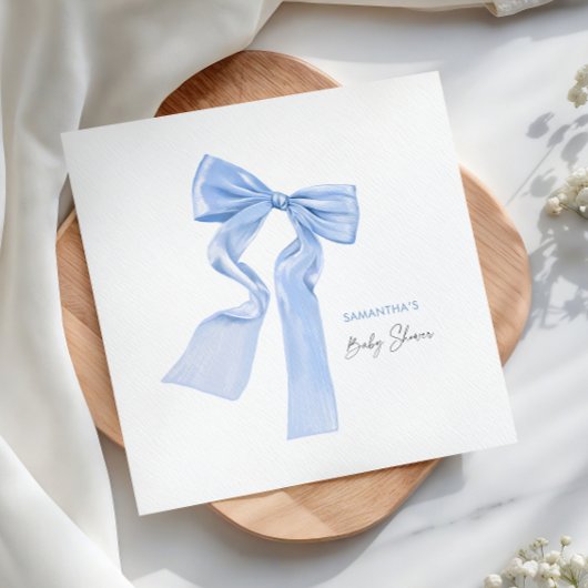 Serviette En Papier Papier élégant Baby shower Bleu Bow