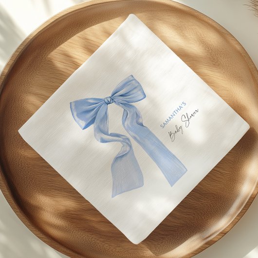 Serviette En Papier Papier élégant Baby shower Bleu Bow