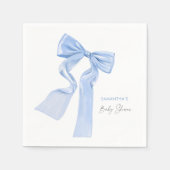 Serviette En Papier Papier élégant Baby shower Bleu Bow (Devant)