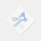 Serviette En Papier Papier élégant Baby shower Bleu Bow (Coin)