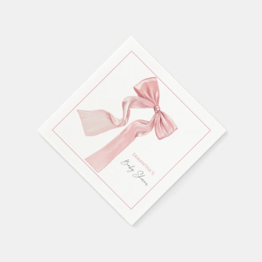 Serviette En Papier Papier élégant Baby shower Bow rose (Coin)