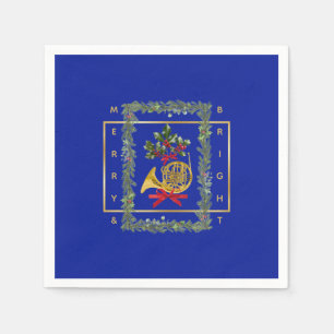 Serviette En Papier Papier élégant bleu royal de Noël Cor d'harmonie