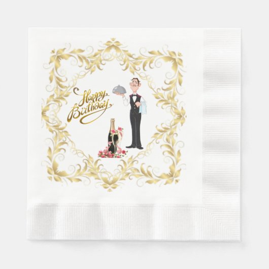 Serviette En Papier Papier élégant Funny Butler (Devant)