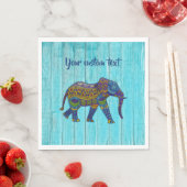 Serviette En Papier Papier éléphant de Bohême Turquoise (En situation)