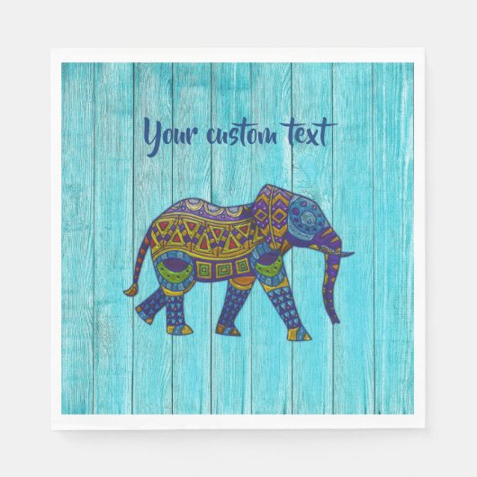 Serviette En Papier Papier éléphant de Bohême Turquoise (Devant)