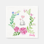 Serviette En Papier Papier, Eléphant Floral (Devant)