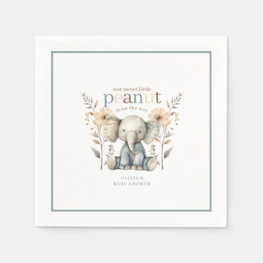Serviette En Papier Papier éléphant petit arachide bleu bébé (Devant)