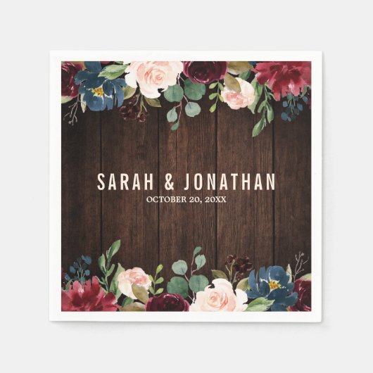 Serviette En Papier Papier en bois de la marine rouge de Bourgogne (Devant)