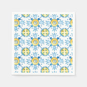 Serviette En Papier Papier en carreaux bleu et jaune (Devant)