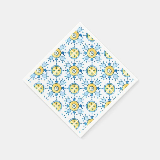 Serviette En Papier Papier en carreaux bleu et jaune (Coin)