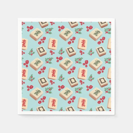 Serviette En Papier Papier en carreaux Mahjong Dragon (Devant)