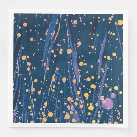 SERVIETTE EN PAPIER PAPIER EN MARBRE BLEU ABSTRAIT AVEC ÉPAULES D'OR (Devant)