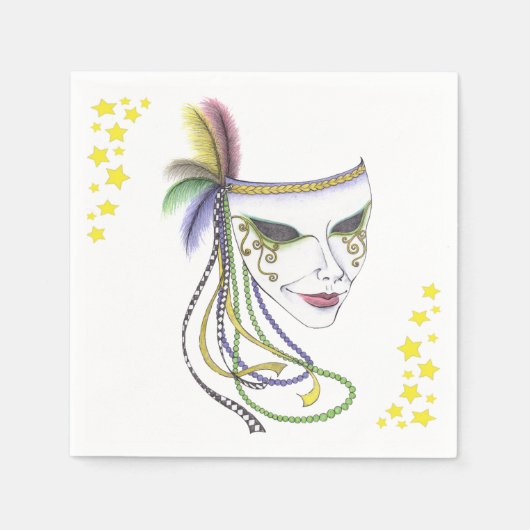 Serviette En Papier Papier en Masque Mardi Gras (Devant)