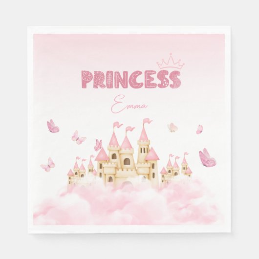 Serviette En Papier Papier Enchantant Rose Princess Castle (Devant)