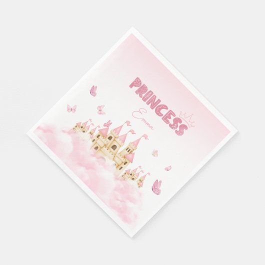 Serviette En Papier Papier Enchantant Rose Princess Castle (Coin)