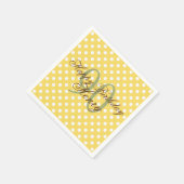 Serviette En Papier Papier fêté 90e anniversaire jaune et blanc à pois (Coin)